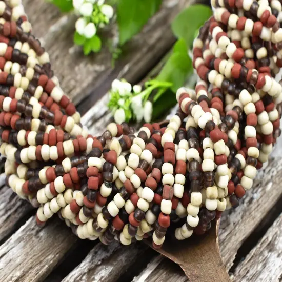 4mm Matte Ethnic Mix Java Glass Pony Seed Beads (48" Strand) - Indonesian Glass Beads {3}