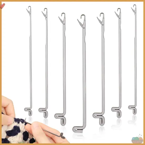 7 pcs Latch Crochet Hooks Sewing Needles DIY Weave Knitting Tools for Revamping Sweater or Socks {2}