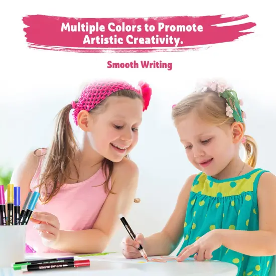 12 Coloring Markers Shimmer Glitter Markers Outline Pens for Drawing Art School Supplies, Easter Basket Stuffers for Teen Girl Gifts Trendy Stuff, Art Crafts Gifts for 4-13 Year Old Girls {3}