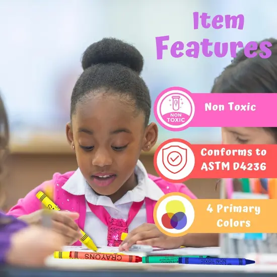 4E's Novelty 144 Boxes of 4 Packs Bulk Crayons for Kids,Non-Toxic Crayons Bulk Classpack Colors for Kids,Ideal School Supplies for Teachers & Students {4}