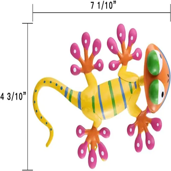Metal Gecko Outdoor Wall Decor, 4 Pack Lizard Art Garden Sculptures & Statues with Shaking Head Spring Decor for Front Yard Fence Patio {2}