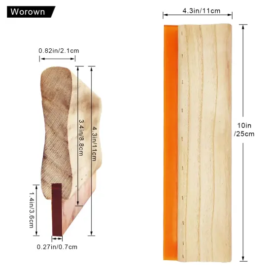 Worown 10 X 14 Inch Wood Silk Screen Printing Frame with 110 White Mesh and 1 Piece 4 x 10 Inches Screen Printing Squeegee for Screen Printing {6}