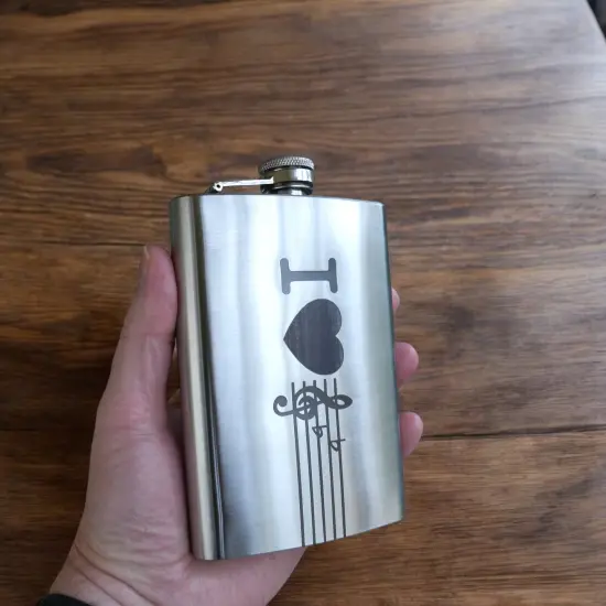 8oz I Love Music Stainless Steel Flask {5}