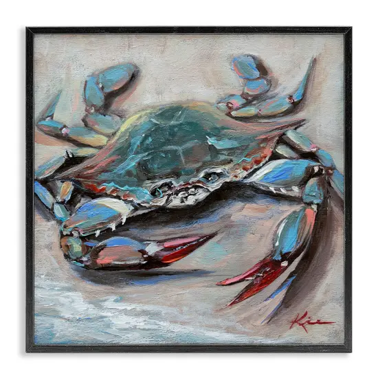 Stupell Industries Blue Crab with Red Claws Framed Giclee Wall Art Design by Lindsay Kivi Fine Art {1}