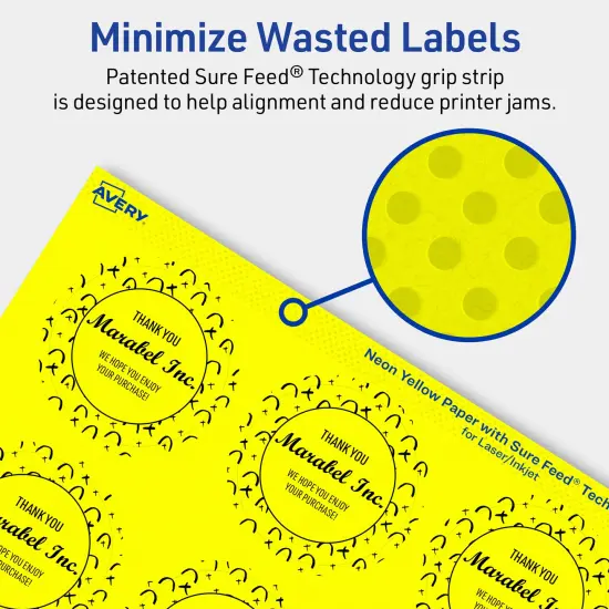 Avery Neon Yellow Paper Labels, 2" Diameter Round {4}