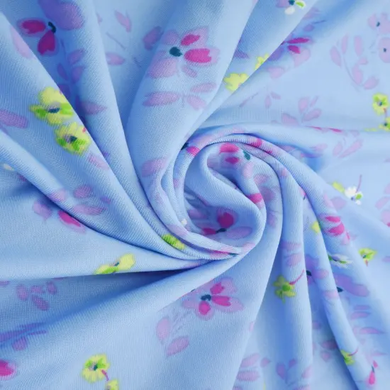 1 Yard DTY Floral Print Fabric 58/60 Inch Wide Soft Stretch Material for Dresses Tops & Crafts IVORY {2}