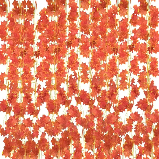 12 Pack 7.9 ft Artificial Fall Maple Leaf Garland {1}