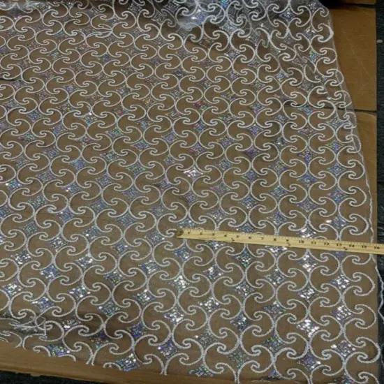 1 Yard Pyramid Lace Fabric by the Yard with Stretch and Sheen 55" Width Blush {6}