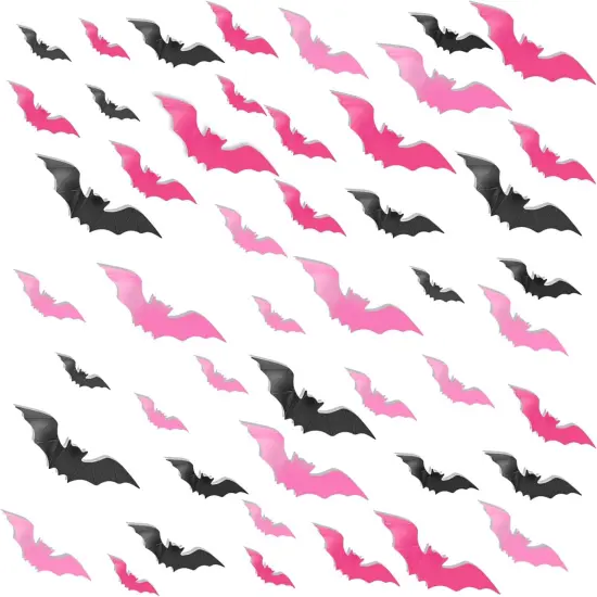 3D Halloween Wall Bats Decor - 48 Pink {1}