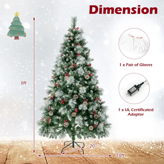 Costway 6 FT Pre-Lit Artificial Christmas Tree Hinged with Pine Needles 350 LED Lights {3}