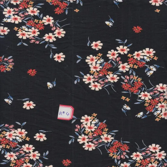 1 Yard Brushed Ditsy Floral DTY Knit Stretch Fabric 58/60 Inch Wide Soft Lightweight Print for Cute Dresses & DIY Sewin BLACK {6}