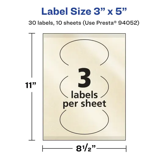 Avery Pearlized Ivory Oval Labels with Sure Feed Technology, Print-to-the-Edge, 3" x 5" {5}