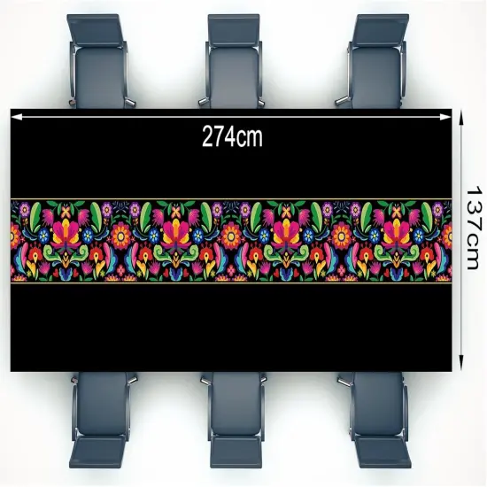 3 Pcs Fiesta Tablecloth 108 x 54 Inch Plastic Tablecover Mexican Waterproof Tablecloth Disposable Table Cover for Taco Night Festive Mexican Fiesta Wedding Party Decoration (Black) {2}