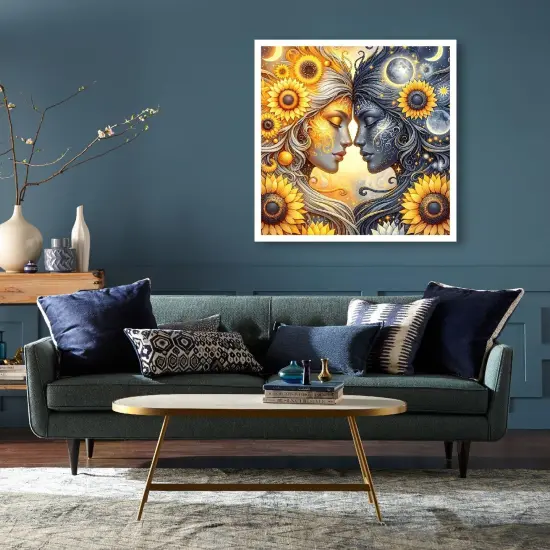 Diamond Art Kits for Adults - Sunflower Sun Moon Diamond Painting Kits DIY 5D Full Drill Diamond Dots Paintings with Diamonds Gem Art and Crafts for Home Decor 12x12 Inch {4}