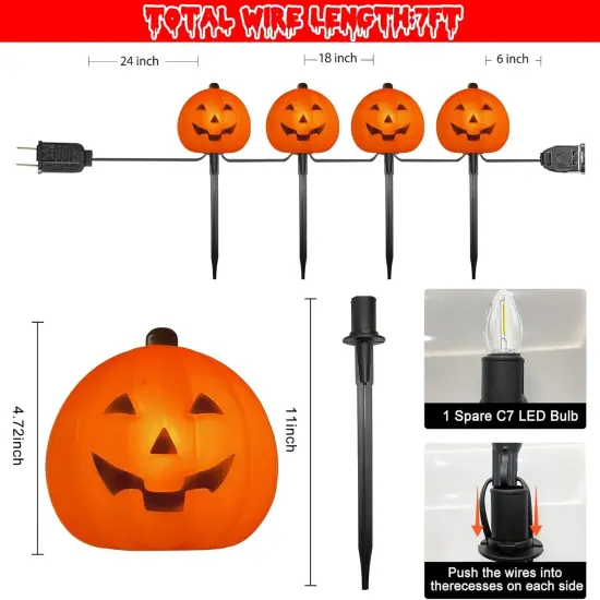 4PCS Halloween Pumpkin Pathway Lights {4}