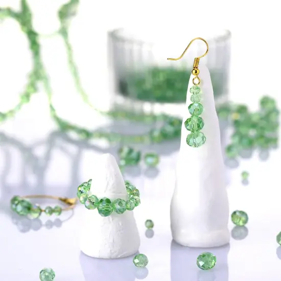 600 Pcs Crystal Glass Beads for Jewelry Making Bulk Faceted Gemstone Rondelle Loose Beads for Bracelet DIY Crafts 8 mm, 6 mm, 4 mm(Green) {2}