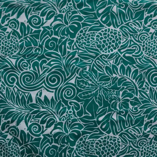 1 Yard Pacific Islander All Over Tropical Polyester Fabric with Floral and Fruit Design 60 Inch Width Emerald {1}