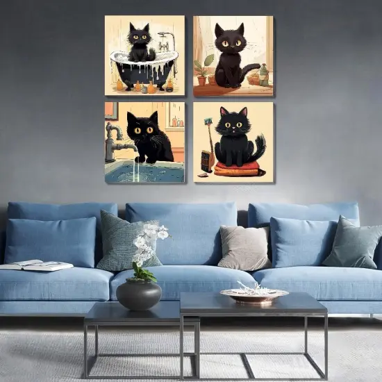 Pack Cute Cat Easy Framed Adults Paint by Numbers Kits, (8 x 8 Inch) {2}