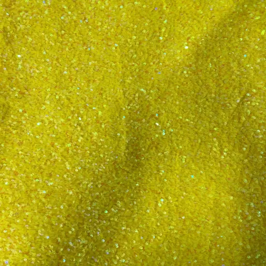 1 Yard Sequins Embroidered Stretch Velvet Rodeo Fabric Yellow Iridescenet {1}