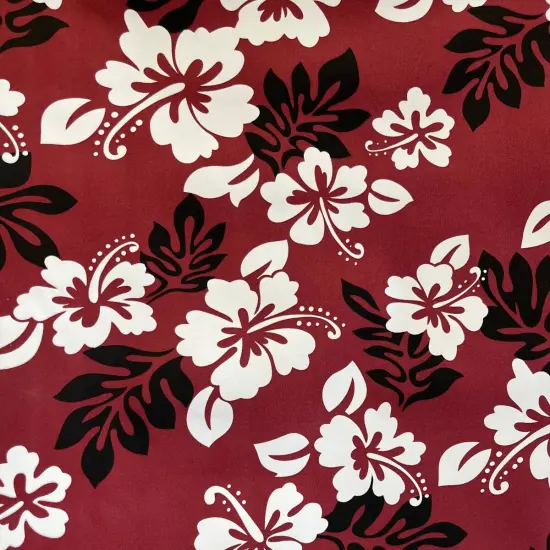 1 Yard South Pacific Islander Flowers Polyester Fabric For Apparel Sewing And Craft Projects 60 Inch Burgundy {1}