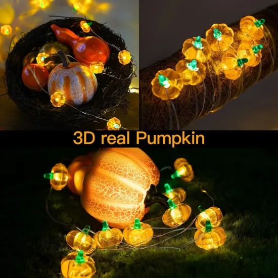 3D Fall Pumpkin String Lights - 12.8ft 40 LED (Tiny Pumpkin) {4}