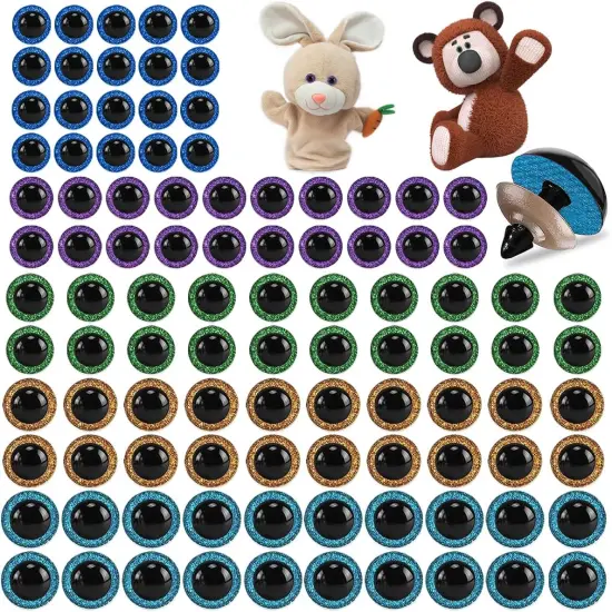 100-Piece Large Safety Eyes - 5 Sizes (6mm-15mm) - 5 Colors {1}