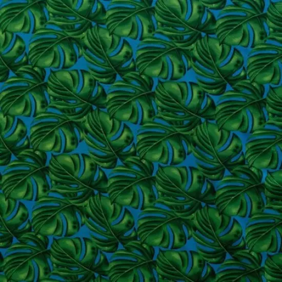 1 Yard All Over Monstera Leaf Polyester Fabric 45 Inch Width Turquoise/Green {1}