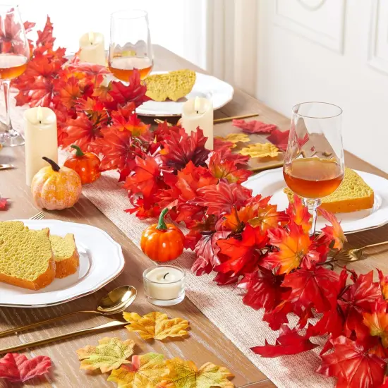 1pc - Red Maple Garland Fall Leaves Garlands 6.5Ft Leaf Autumn Foliage Garland {3}