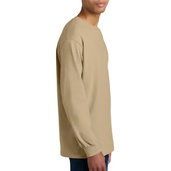 American Apparel Long Sleeve Men's T-Shirt, Heavyweight Cotton Arts and Crafts Crewneck MixColor Tee Sand {2}