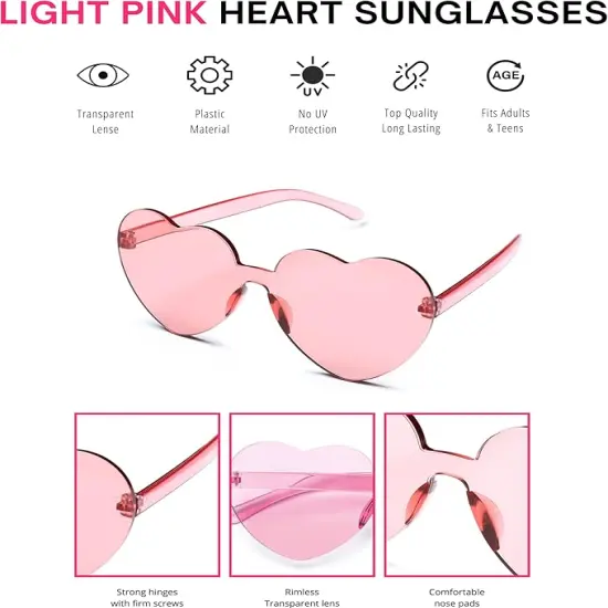 4E's Novelty White Cowgirl Hat with Pink Star, Brim Sequins and Light Pink Heart Sunglasses - Sparkly Cowgirl Hat Perfect Cowgirl Costume for Girls {5}