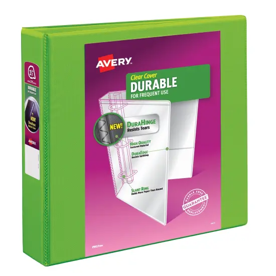 Avery Durable View 3 Ring Binder, 1.5" Slant Rings, 1 Chartreuse Binder (17835) {1}