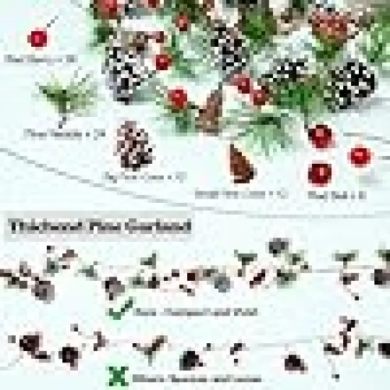 Red Berry and Holiday Pinecones Prelit Lights {2}