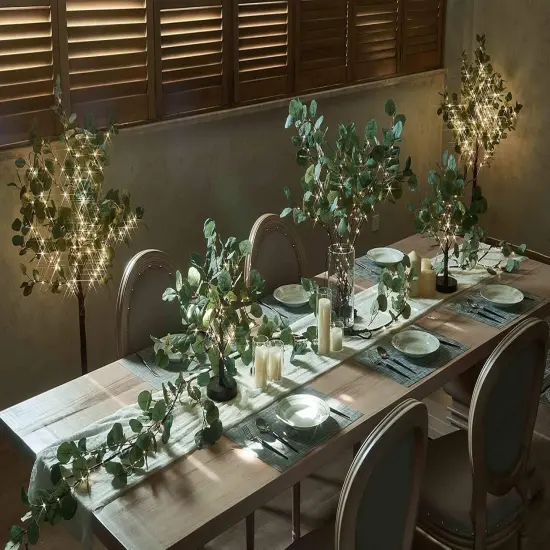 6FT 96 LED Fairy Lights Lighted Eucalyptus Christmas Garland {3}