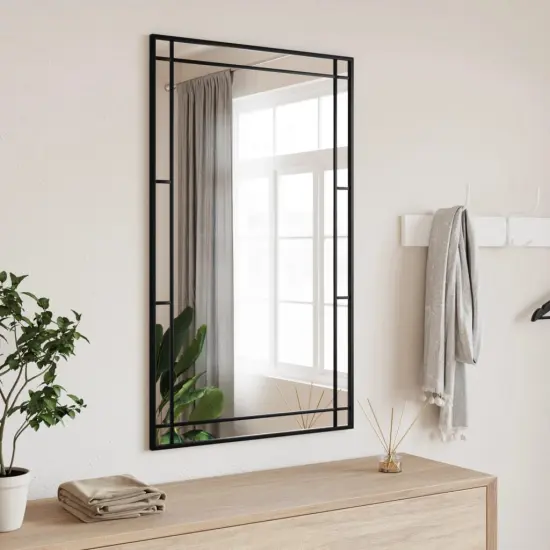 vidaXL Wall Mirror Black 23.6"x39.4" Rectangle Iron {1}