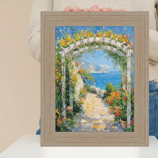 Wide Rustic Light White Grain Wood Picture Frame 17x25 frame {2}