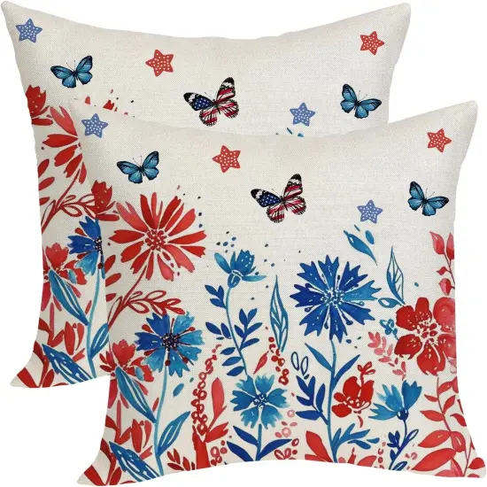 18x18 Pack of 2 Throw Pillow Cover for 4th of July Decorations {1}