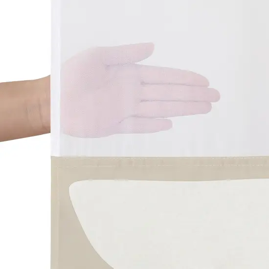 Americanflat 72x75 Hookless Shower Curtain - Abstract Khaki Cream Shower Curtain with Sheer Panel, Snap-In Liner, and Grommets - 100% Polyester {5}