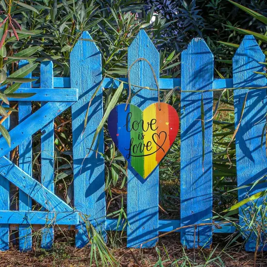 Rainbow Pride Decorations, Wood Hanging Signs, Love Wins/Every One Is Welcome Here/Gnome Hanging Decorations for Office Outdoor Double Sided Printing| Perfect for Rainbow Pride Party - SET of 3 {5}