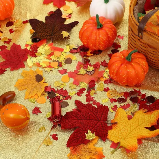 Autumn Fall Confetti Glitter Sequin Thanksgiving Maple Leaves Turkey Pumpkin Confetti Sprinkles Table Decorations for Home Fall Thanksgiving Party Supplies {3}