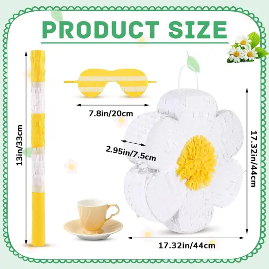 Daisy Flower Pi&ntilde;ata Flower Daisy Hippie Boho Pi&ntilde;ata Hanging Gender Reveal with Blindfold and Stick for Birthday Baby Shower Gender Reveal Wedding Floral Party Supplies {2}