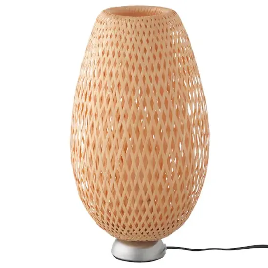 Handmade Bamboo Table Lamp Unique Braided Shade {3}