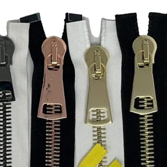 14MM Black & White Shiny Nickel European Style Open Bottom Jacket Zipper 36" {3}