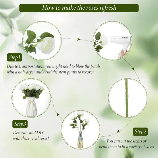 20 Pcs Artificial Rose Flowers Bouquet with Long Stem {3}