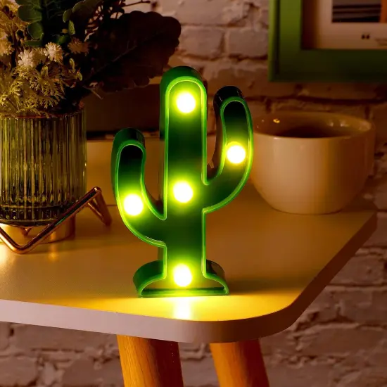 12 Pieces Western Party Decor Cactus Light Centerpieces Mexican Fiesta Party Decorations Night LED Tabletop Lamp Cactus Cute Mini Light for Bedroom Garden Home Cinco De Mayo Gift {3}