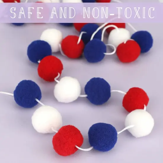 16.4 Ft Red White Blue Pom Pom Garland for 4th of July Decorations {3}