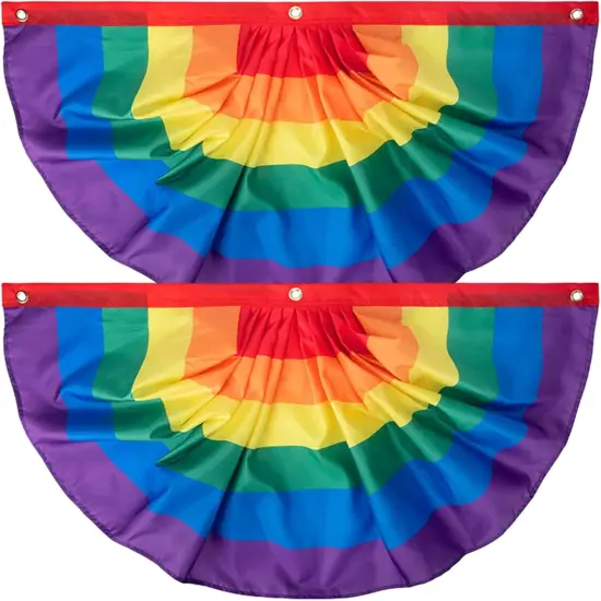Pride Rainbow Pleated Fan Bunting Flag 1.5 x 3 Ft Gay Pride Rainbow Bunting Flag Banner for LGBTQ Proud Wall Decor Holiday Hanging Backdrop for Parades Holiday Indoor Outdoor Decor 2 Pcs {5}