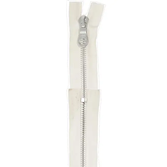8MM Closed Bottom Zipper with KTA Pull &ndash; White Tape, Nickel Teeth {3}