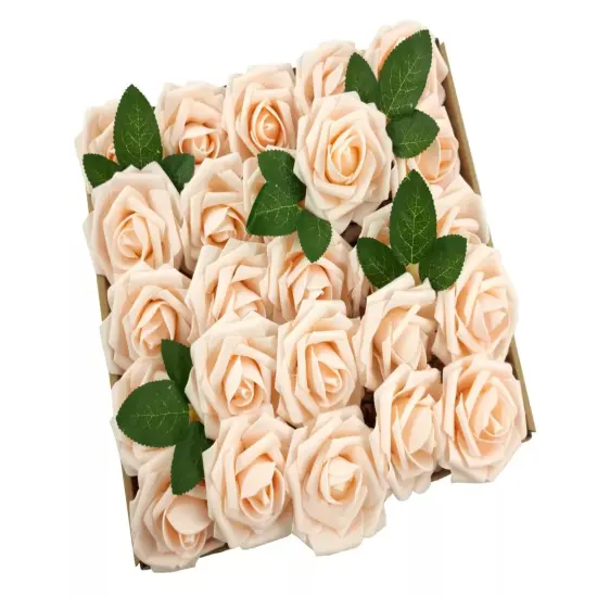 50pcs Artificial Flowers Foam Roses Wedding Party DIY Decor Pink {1}