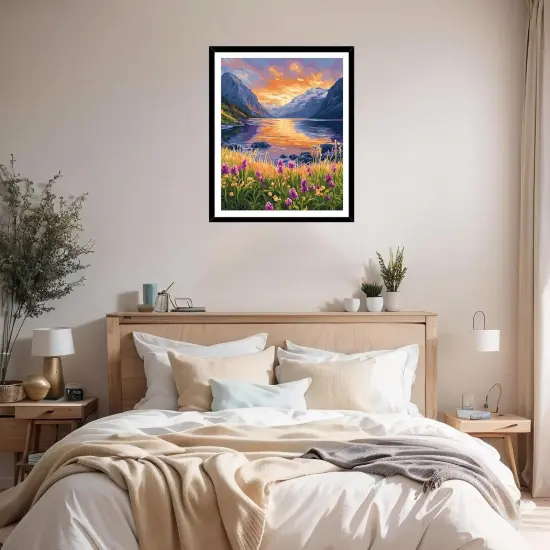 Lake Landscape Paint by Number for Adult, Mountain Flower Paint by Number Kits, Sunset Scenery Nature Spring DIY Acrylic Painting for Home Decor(16&times;20inches, No Frame) {4}