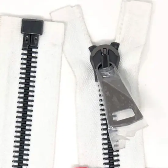 12MM White Tape Gun Metal Teeth Glossy European Zipper Separating 36 Inche {5}